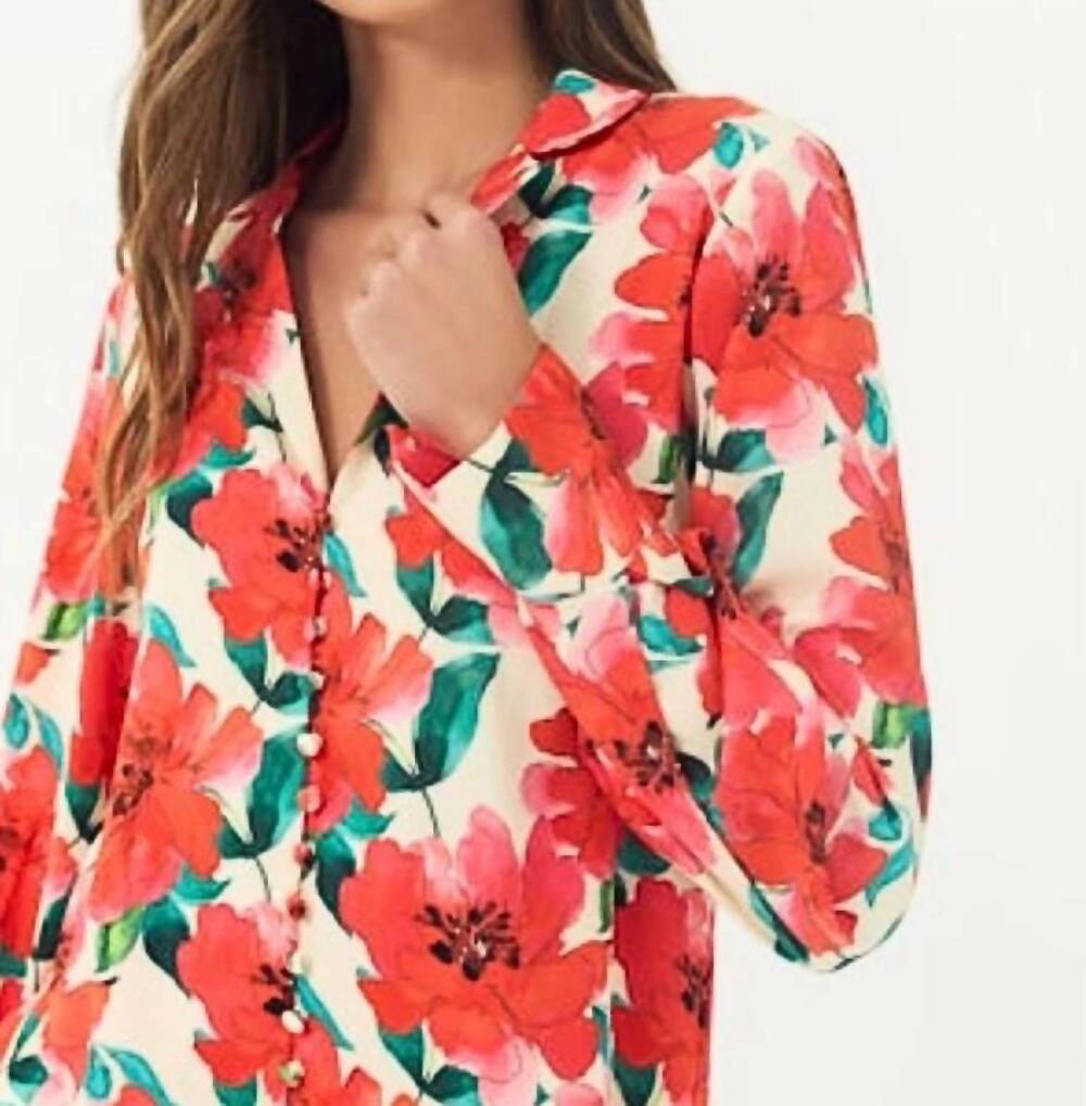 NEW HUTCH cain longsleeve top in ivory/coral watercolor